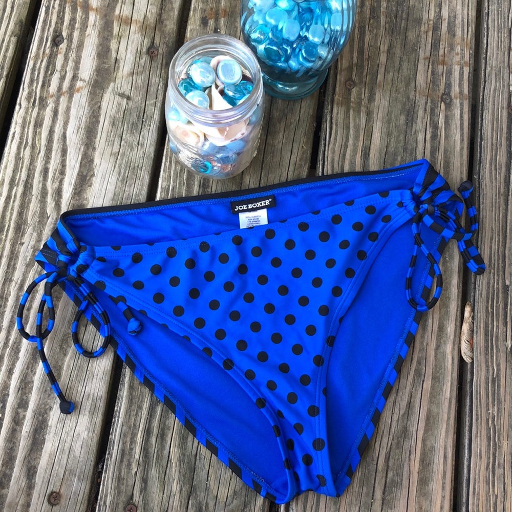 🌊 Joe Boxer Blue & Black Bikini Bottoms - L